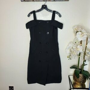 Caara Women's Midi Black Cold Shoulder Button Down Dress Size Small